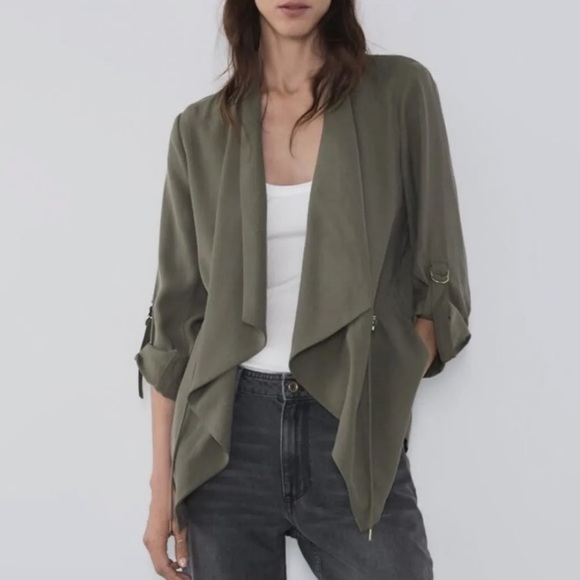 Zara Jackets & Blazers - Zara Women’s Olive Green Waterfall Jacket